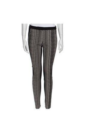 Diane Von Furstenberg Black and Beige Chain-Print Skinny Pants